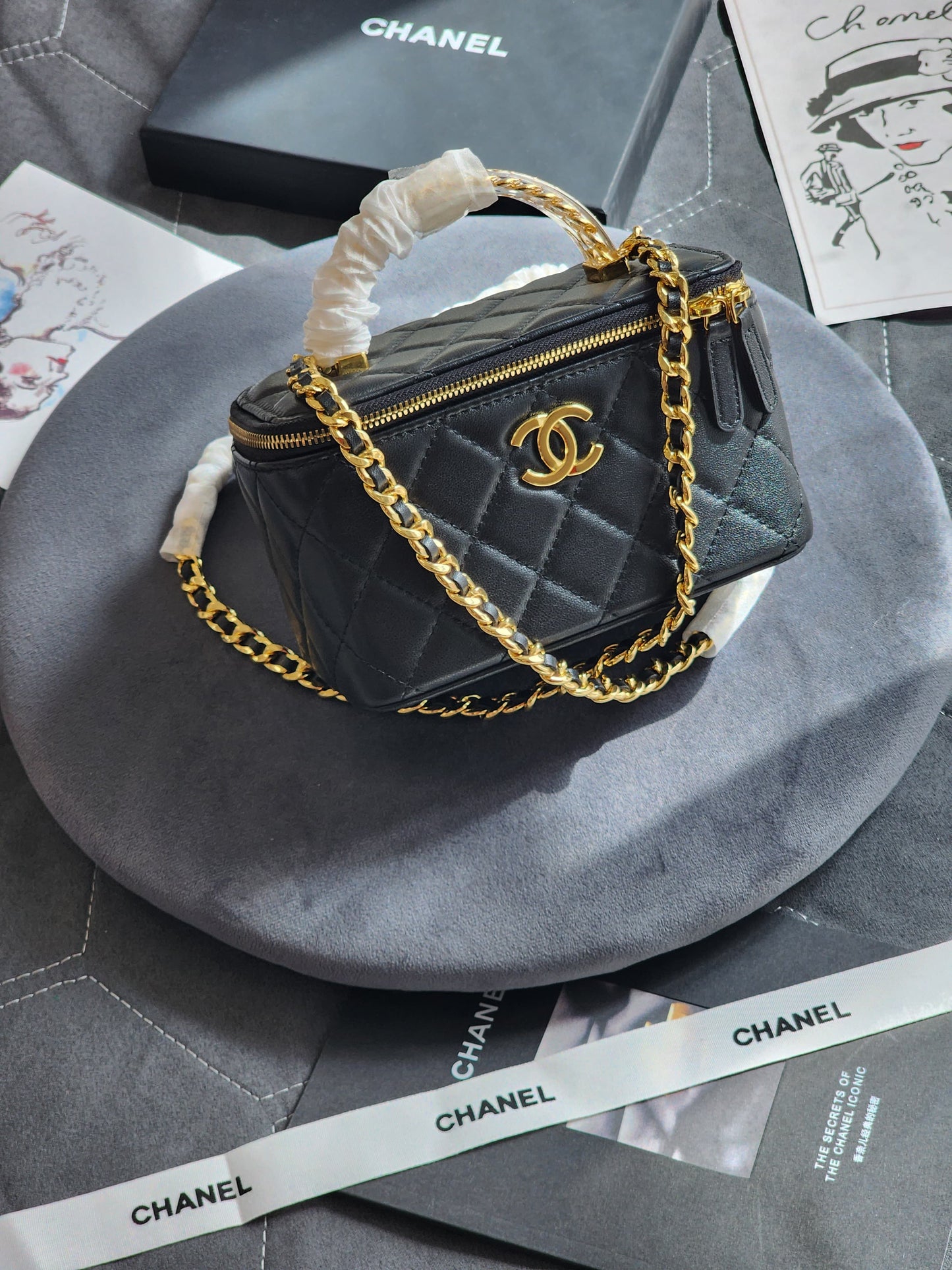 Chanel-Inspired Quilted Leather Vanity Bag