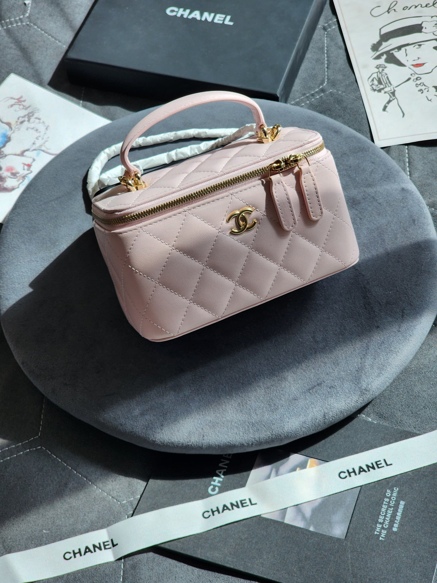 Chanel-Inspired Quilted Leather Vanity Bag