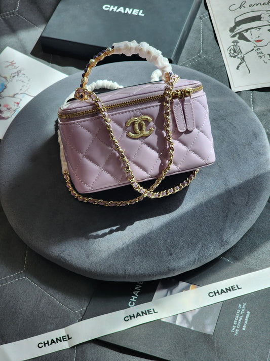 Chanel-Inspired Quilted Leather Vanity Bag