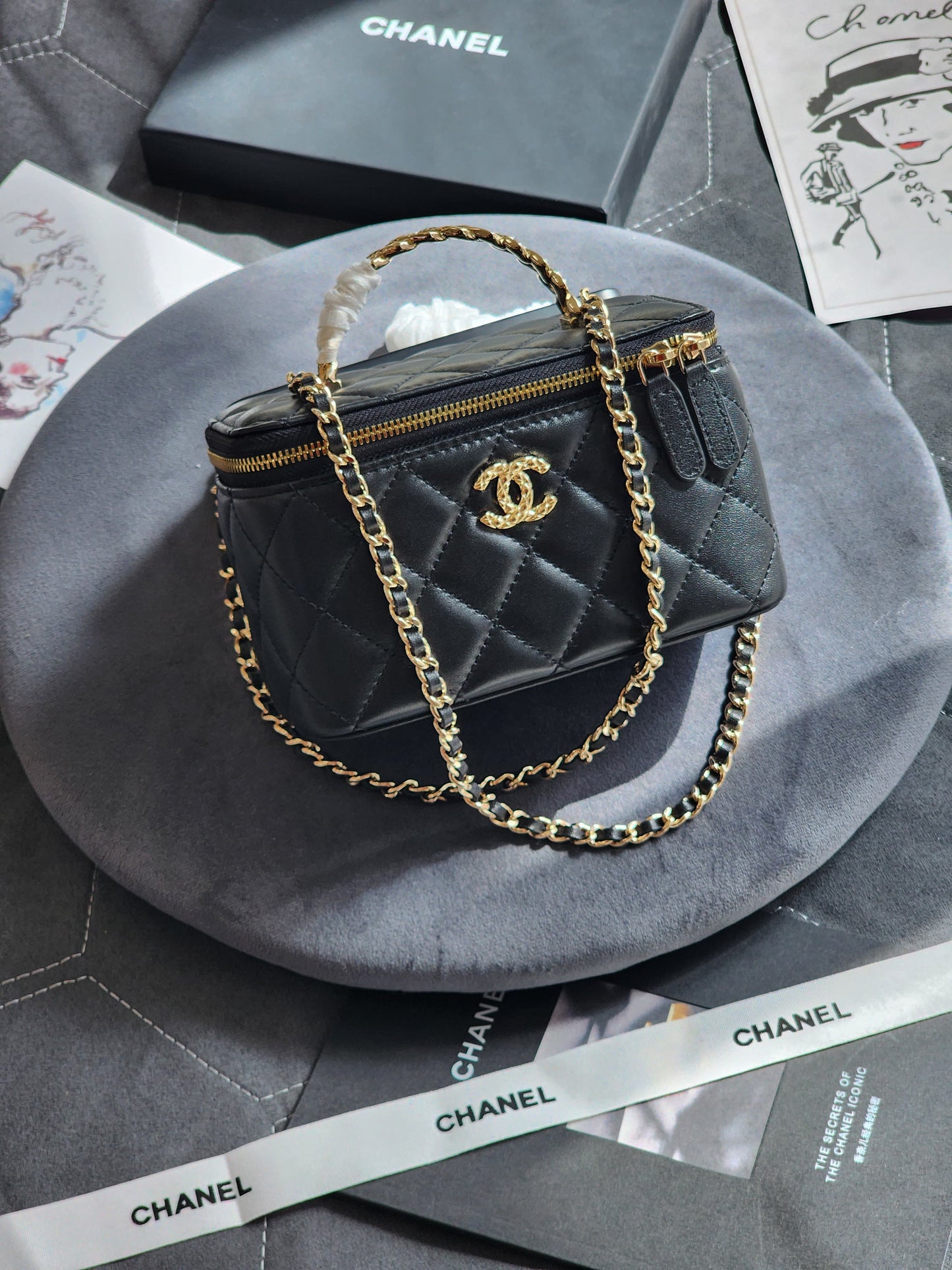 Chanel-Inspired Quilted Leather Vanity Bag