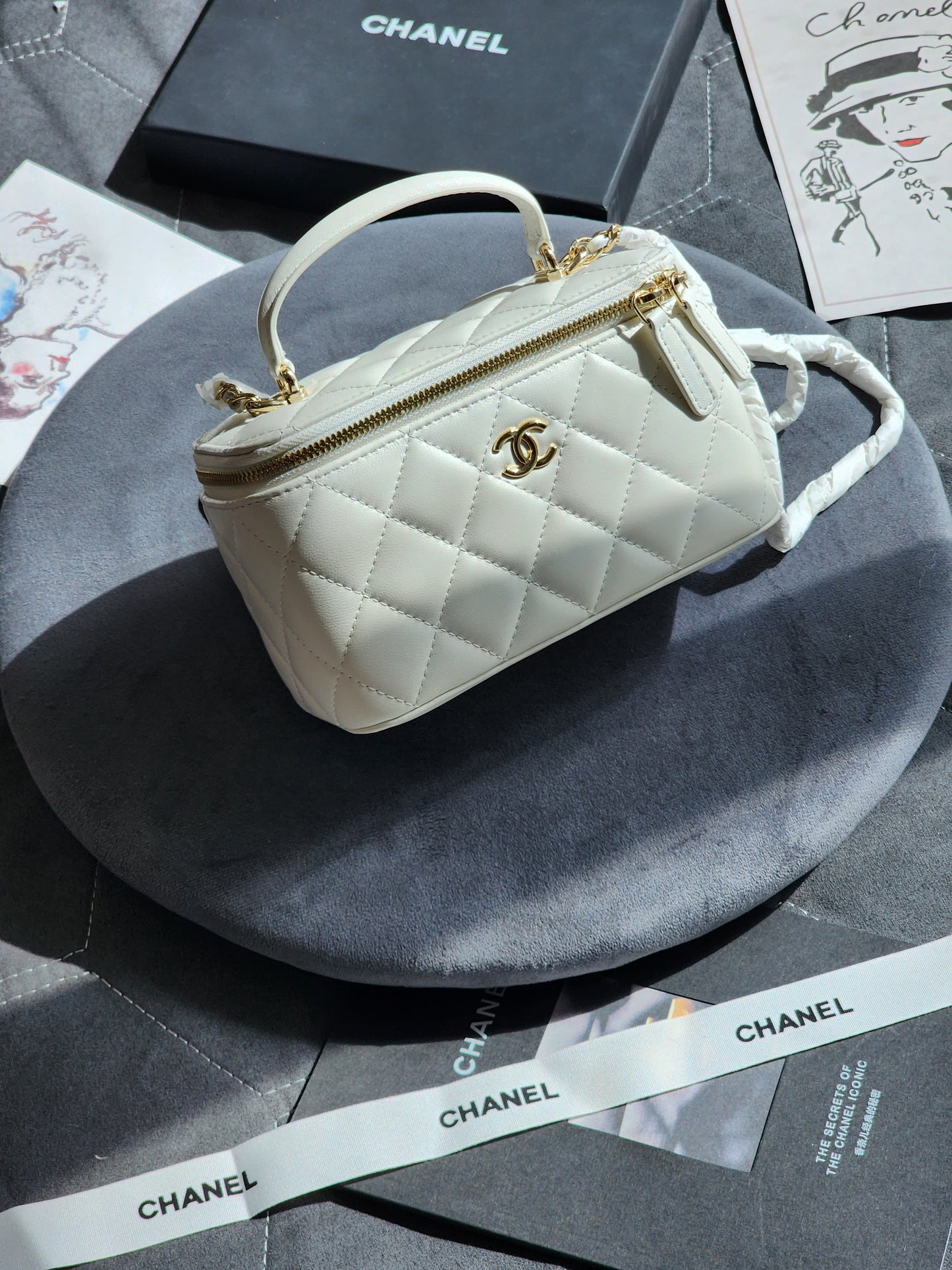 Chanel-Inspired Quilted Leather Vanity Bag